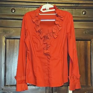 Red Nexx Ruffle Dress Shirt Medium‎